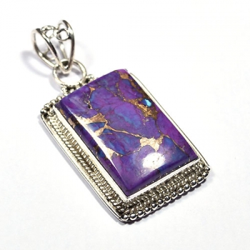 Purple copper turquoise sterling silver pendant