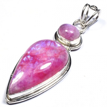 Pure silver pink moonstone pendant