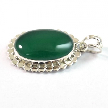 Wholesale 925 sterling silver green onyx gemstone pendant jewelry