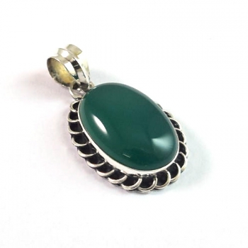 Fashion design 925 sterling silver green onyx gemstone pendant jewellery