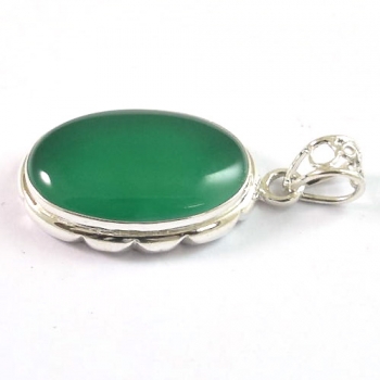 Contemporary style handmade 925 sterling silver green onyx pendant jewellery