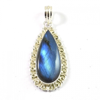Unique design Blue fire labradorite 925 sterling silver pendant jewellery