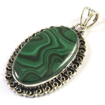 Top quality 925 sterling silver oxidized finish ethnic Indian design gemstone pendant jewellery