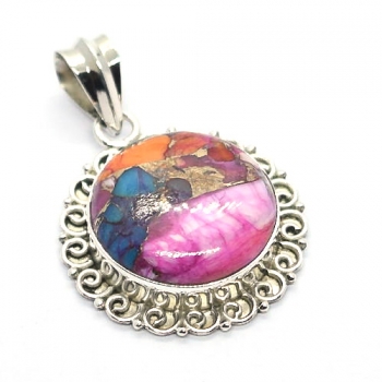 Pink dahlia turquoise 925 sterling silver top quality pendant jewelry