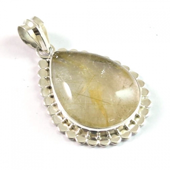 925 sterling silver rutilated quartz handmade pendant wholesale jewellery