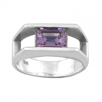 Purple Amethyst Silver Ring For Girls