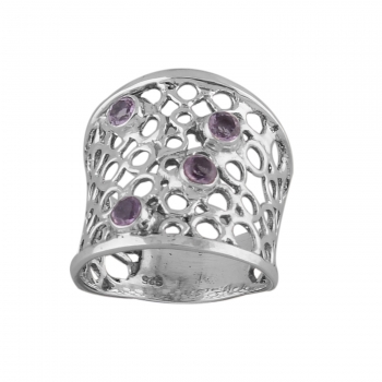 Solid 925 Sterling Silver Amethyst Ring