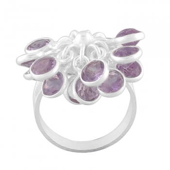 925 silver purple amethyst bezel ring