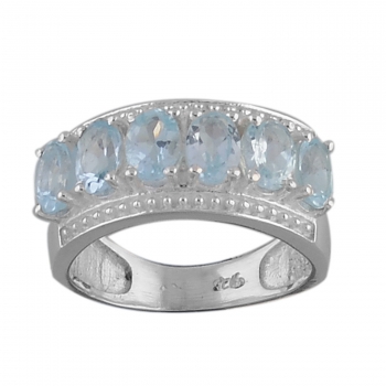 Pure silver blue topaz ring