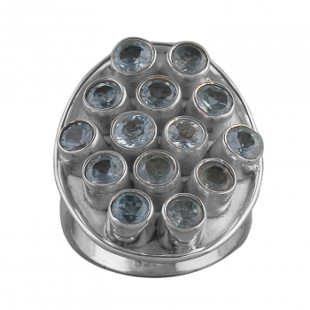 925 sterling silver blue topaz top design finger ring for women
