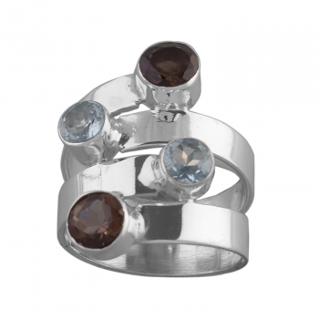 Contemporary design gemstone silver ring