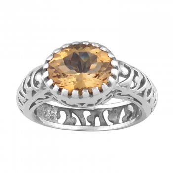 Yellow Citrine Pure Silver Ring For Girls