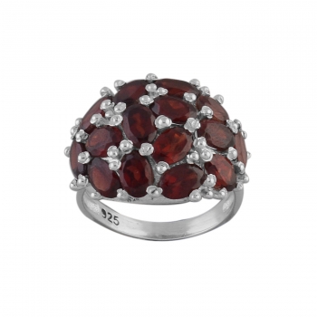 15 stone best selling red garnet sterling silver cluster ring for girls