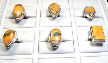 925 silver bumble bee jasper ring