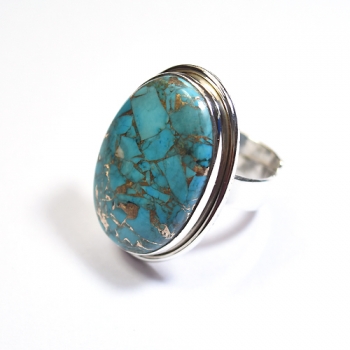 925 silver blue copper turquoise ring