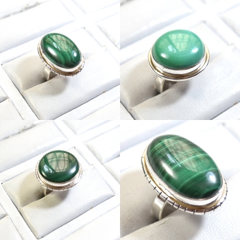 925 silver green malachite ring