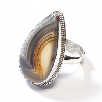 Pure silver montana agate ring