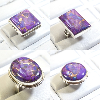 925 silver purple copper turquoise ring
