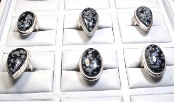 925 silver black obsidian ring