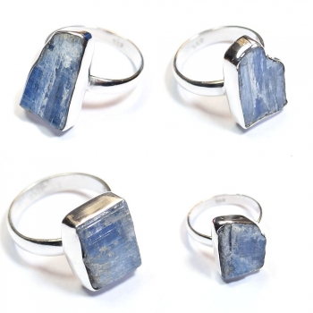 925 silver kyanite rough stone ring