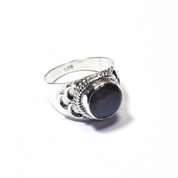 Pure silver unique design labradorite ring
