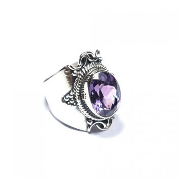 Purple amethyst unique design sterling silver fashion ring for women