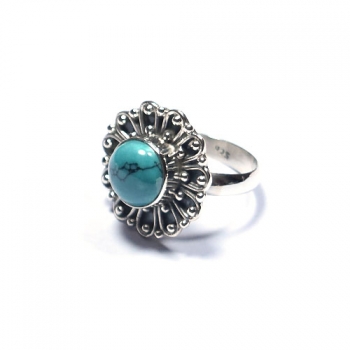 Natural Tibet blue turquoise top quality silver gemstone ring for women