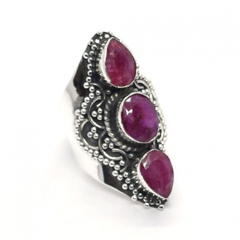 Red stone top design 925 sterling silver ornate setting ring jewellery