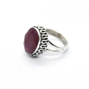 Casual wear 925 sterling silver red stone split band finger ring for women