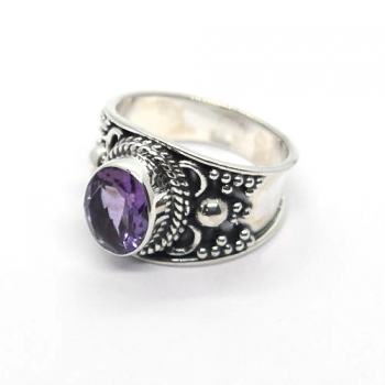 Purple amethyst bohemian wanderlust 925 sterling silver ring