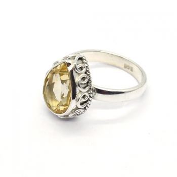 Top quality 925 sterling silver yellow citrine teardrop birthstone ring for women