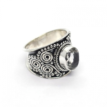 Spiritual healing calming crystal pure silver handmade ring for women