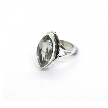 Contemporary style chic trendy green amethyst pure sterling silver ring