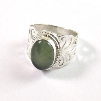 Spiritual healing 925 sterling silver nephrite jade finger ring for women