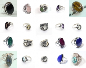 20 stunning Indian gemstone rings wholesale jewelry lot