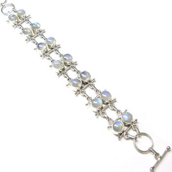 Certified gemstones handcrafted pure silver bracelet