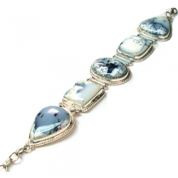 Pure silver dendrite agate bracelet
