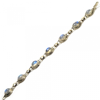 Pure silver rainbow moonstone bracelet