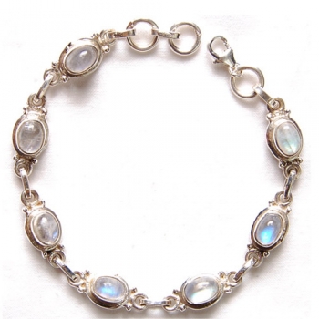 Handmade sterling silver rainbow moonstone bracelet