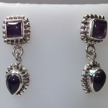 925 sterling silver purple amethyst drop earrings for women