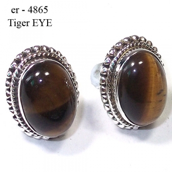 Pure silver brown tiger eye best selling ear-studs