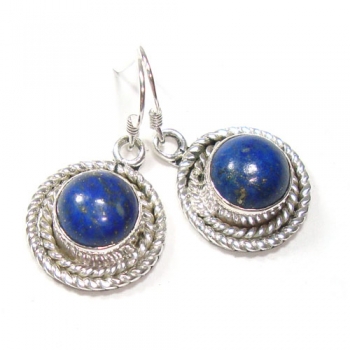 925 sterling silver blue Lapis Lazuli round stone earrings
