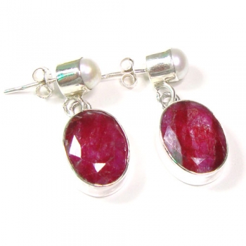 Top selling freshwater pearl and red ruby quartz drop earrings 