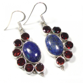 Blue lapis lazuli 925 sterling silver gemstone jewellery earrings