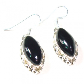 925 sterling silver black onyx horse eye earrings