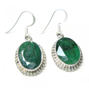 925 sterling silver green emerald quartz drop earrings