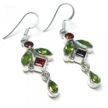 Authentic silver natural semi-precious gemstones handcrafted dangle earrings