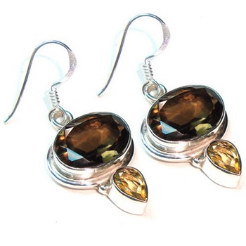 Solid silver smoky quartz earrings