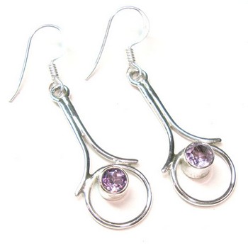 Light weight silver dangle gemstone earrings