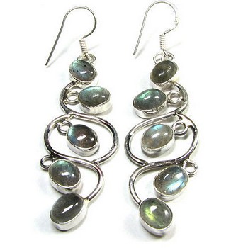 Authentic silver labradorite gemstone earrings